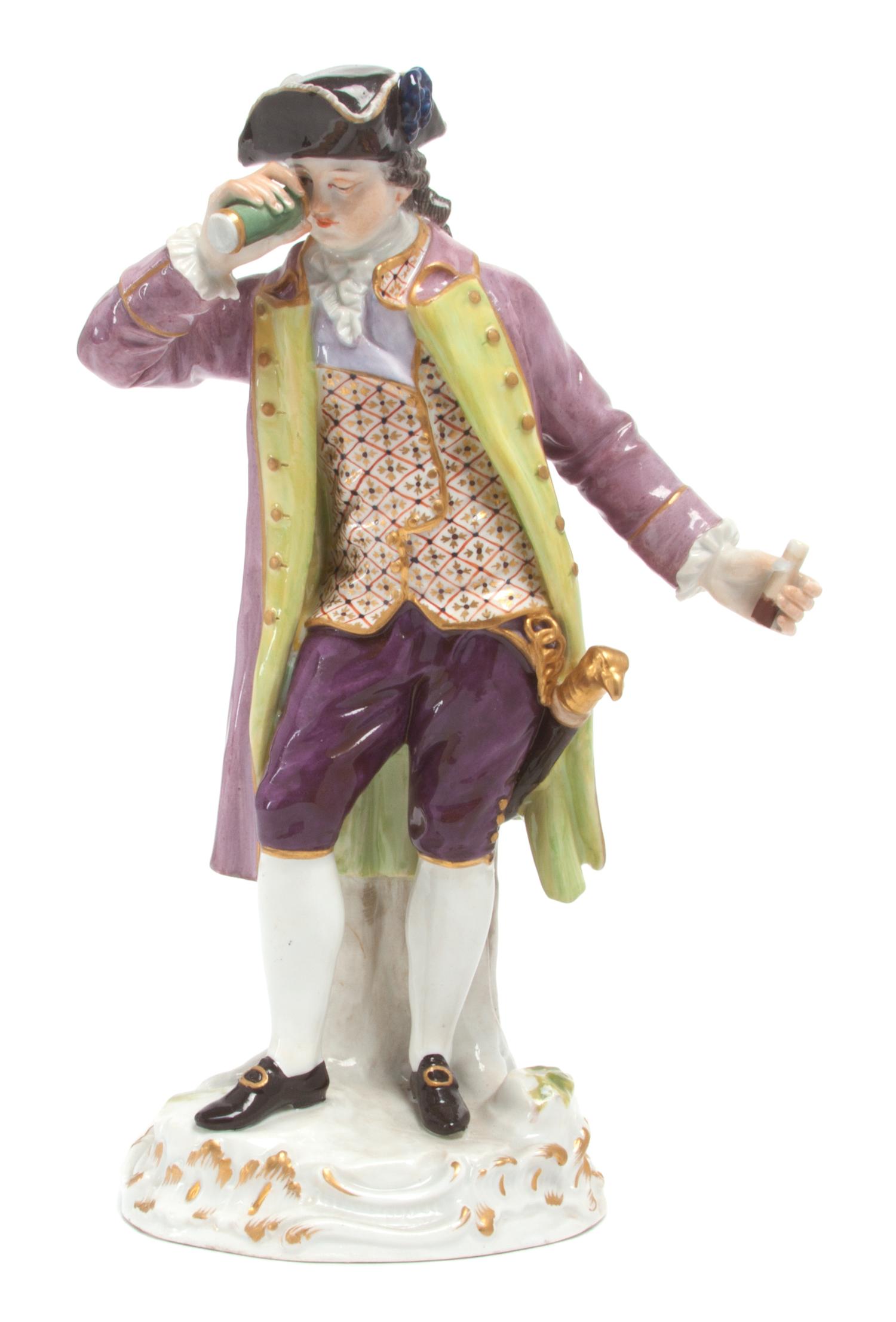 A Meissen Porcelain Figure Height 8 1/4 inches.
