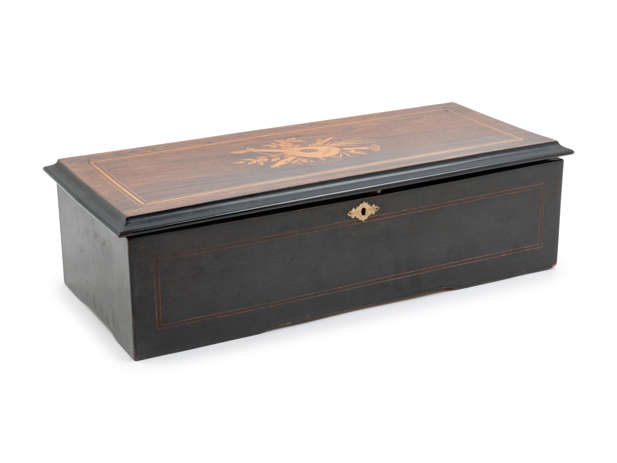 A Swiss Marquetry Cylinder Music Box