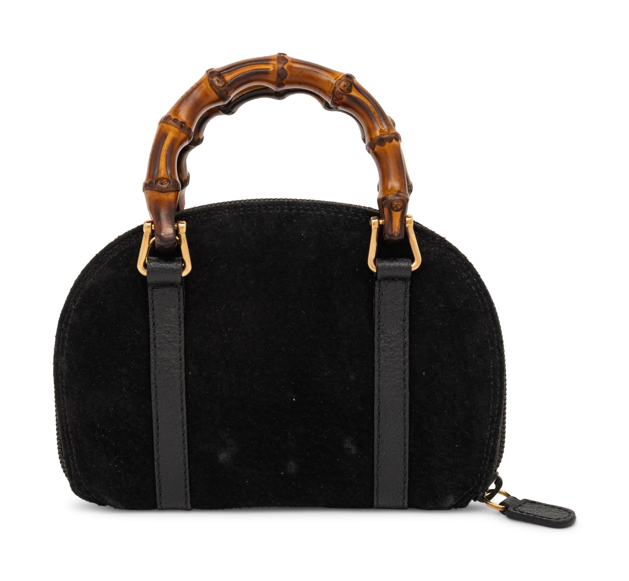 Gucci, Black Suede & Bamboo Mini Bag