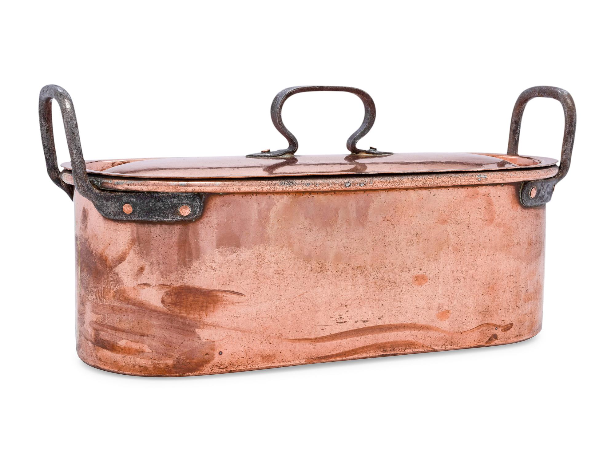 An American Copper Fish Poacher with Cover and Inside Tray