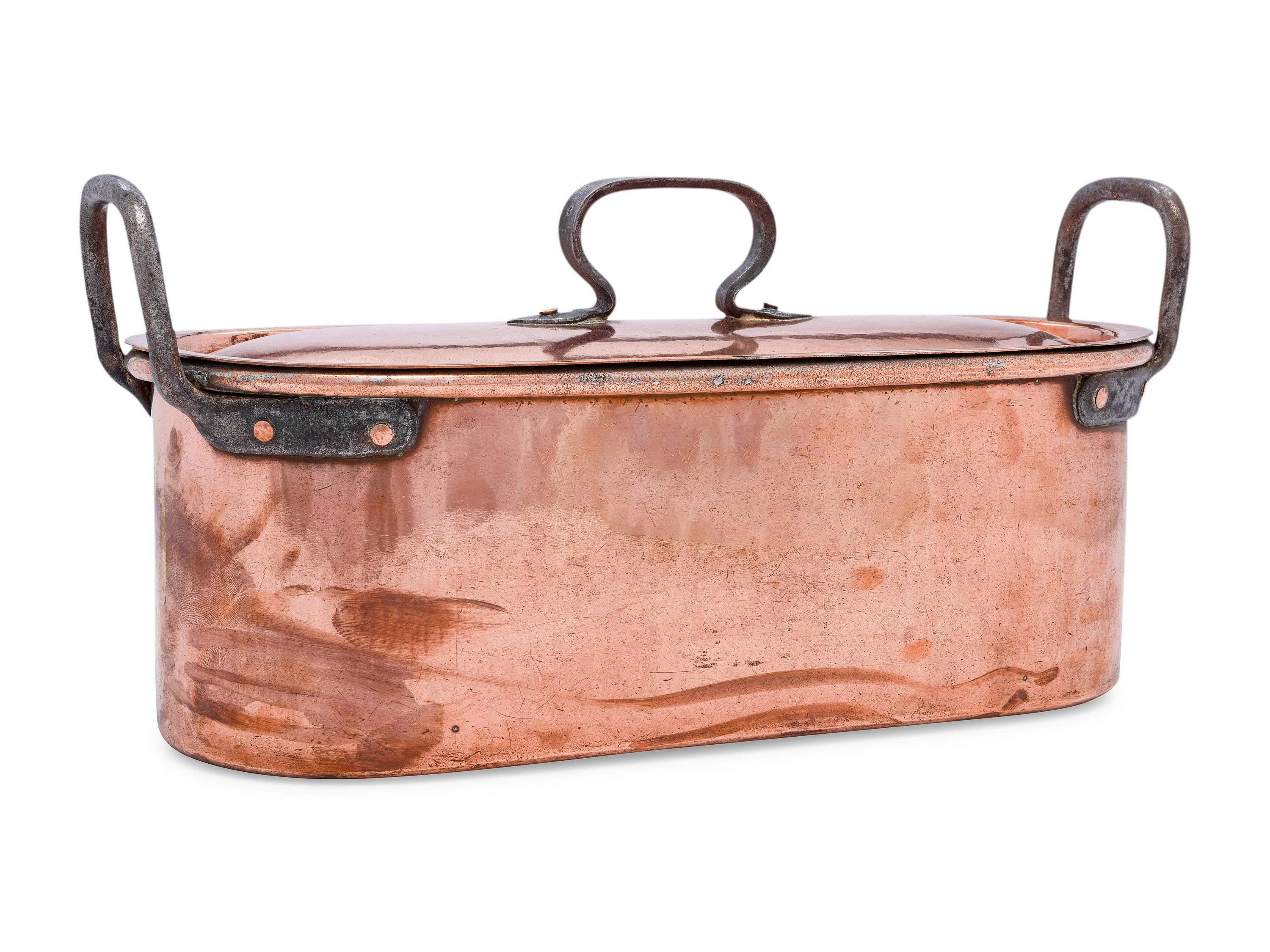 An American Copper Fish Poacher with Cover and Inside Tray