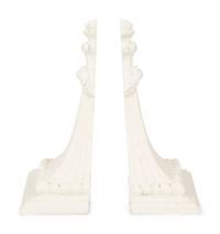 A Pair of Neoclassical Style White Composition Wall Brackets — 20TH CENTURY
