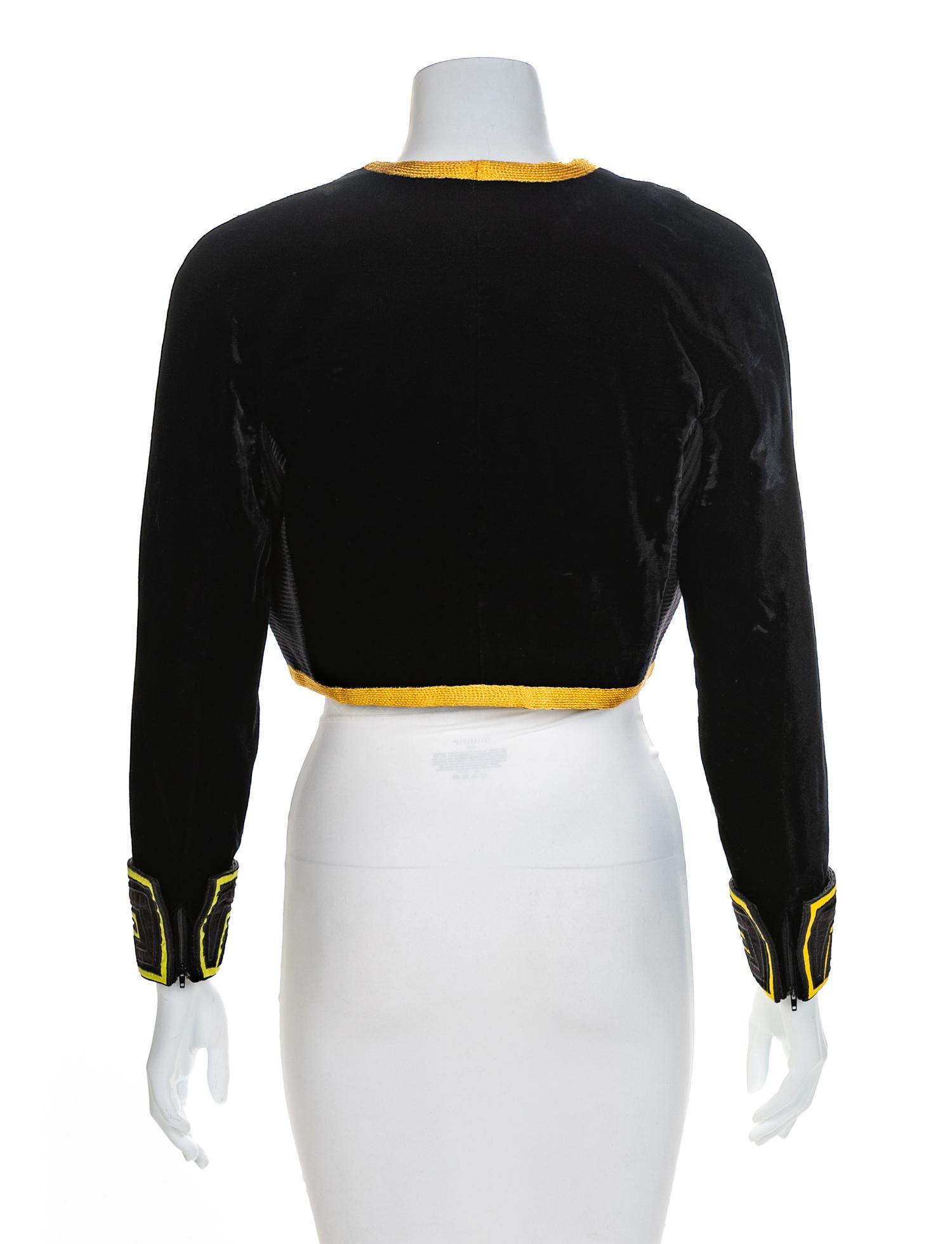 Atelier Versace Black Jacket with Yellow Trim, 1990s