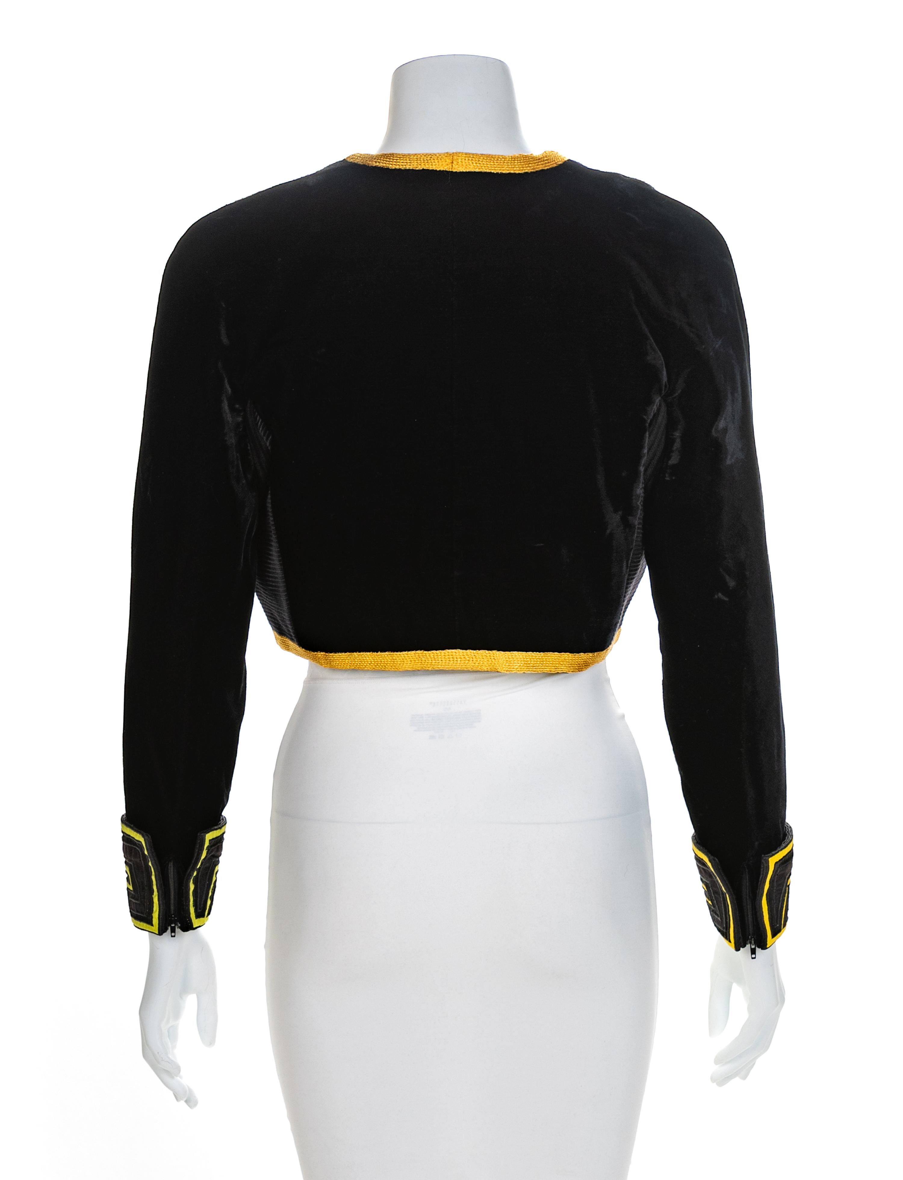 Atelier Versace Black Jacket with Yellow Trim, 1990s