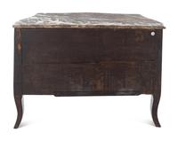 A Louis XV Style Gilt Bronze Mounted Marquetry Marble-Top Commode