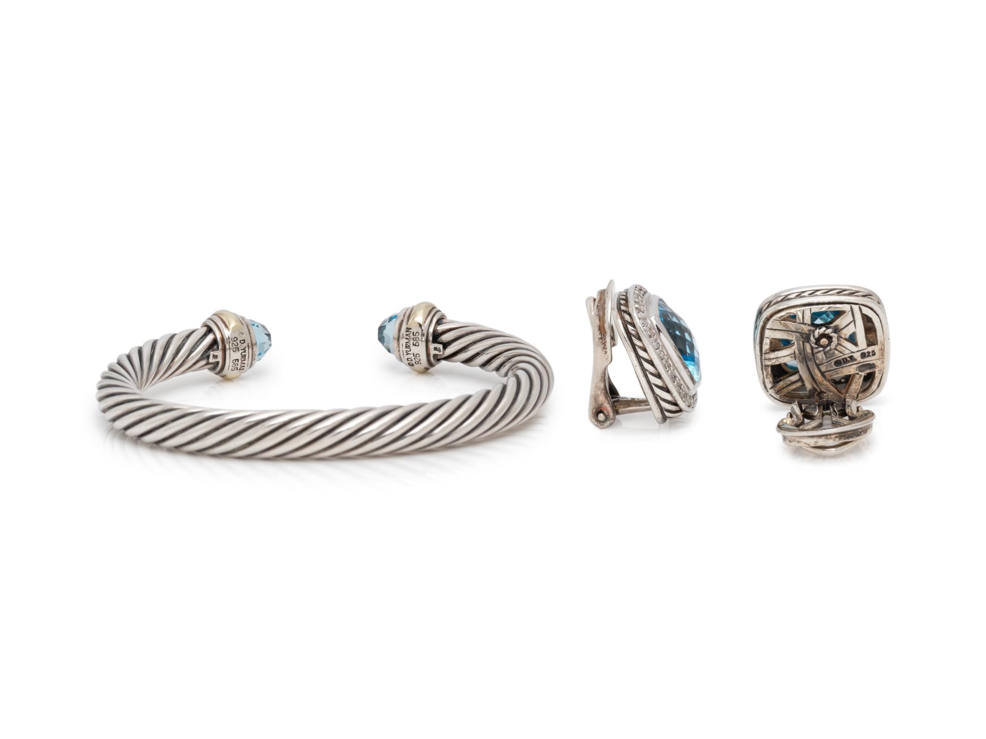 DAVID YURMAN, COLLECTION OF STERLING SILVER AND BLUE TOPAZ JEWELRY
