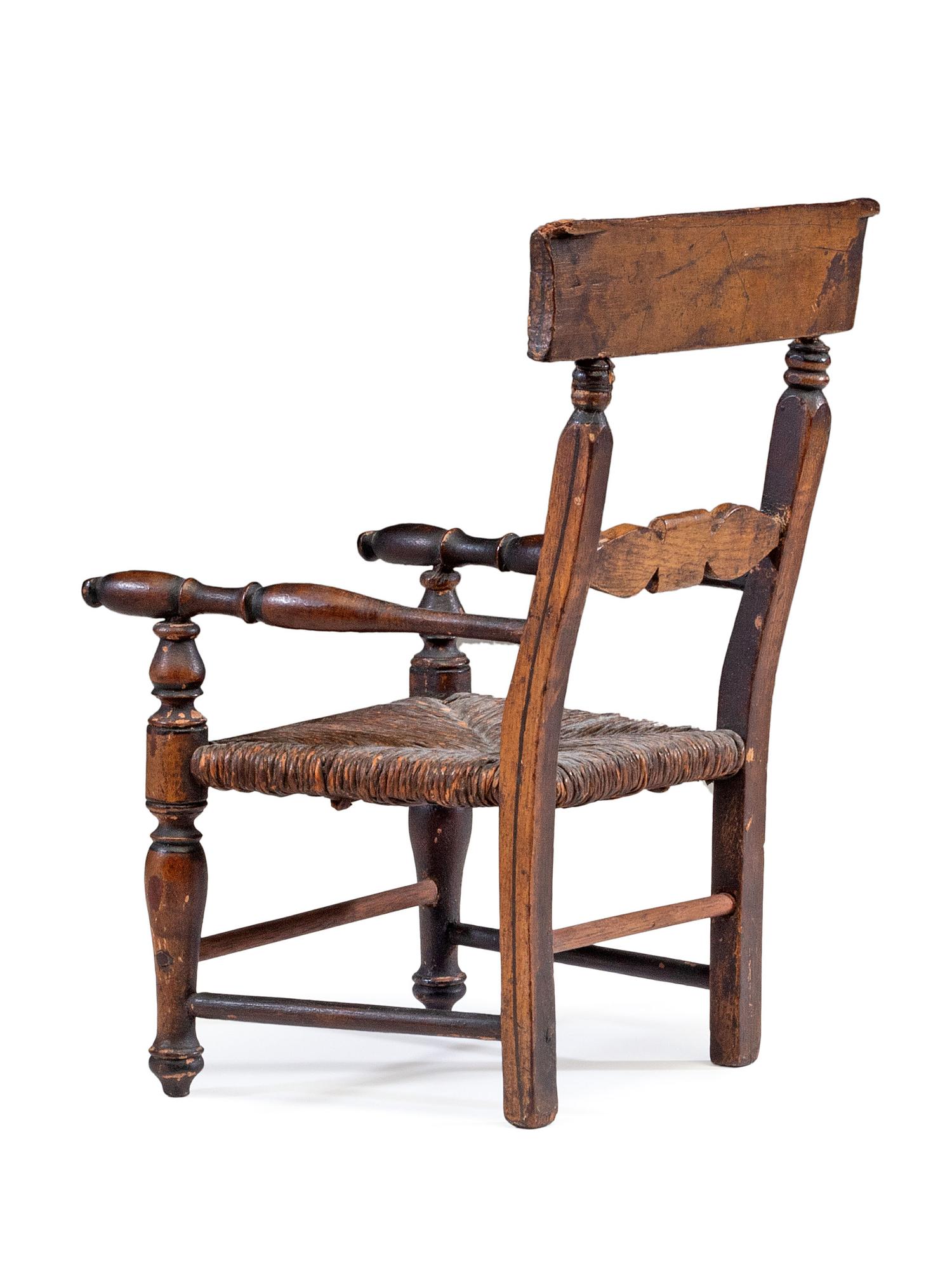 A Classical Miniature Paint-Decorated Rush Seat Fancy Chair