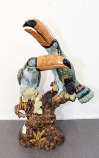 A Glazed Ceramic Model of a Toucan Height 24 inches. — 20TH CENTURY