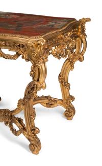 An Italian Carved Giltwood and Chinese Lacquer-Inset Center Table