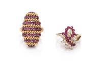 COLLECTION OF RUBY AND DIAMOND RINGS