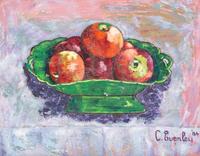 Mistletoe, Compote de Fruit sur Nappe Carrée, and Still Life with Apples in Green Bowl (three works)