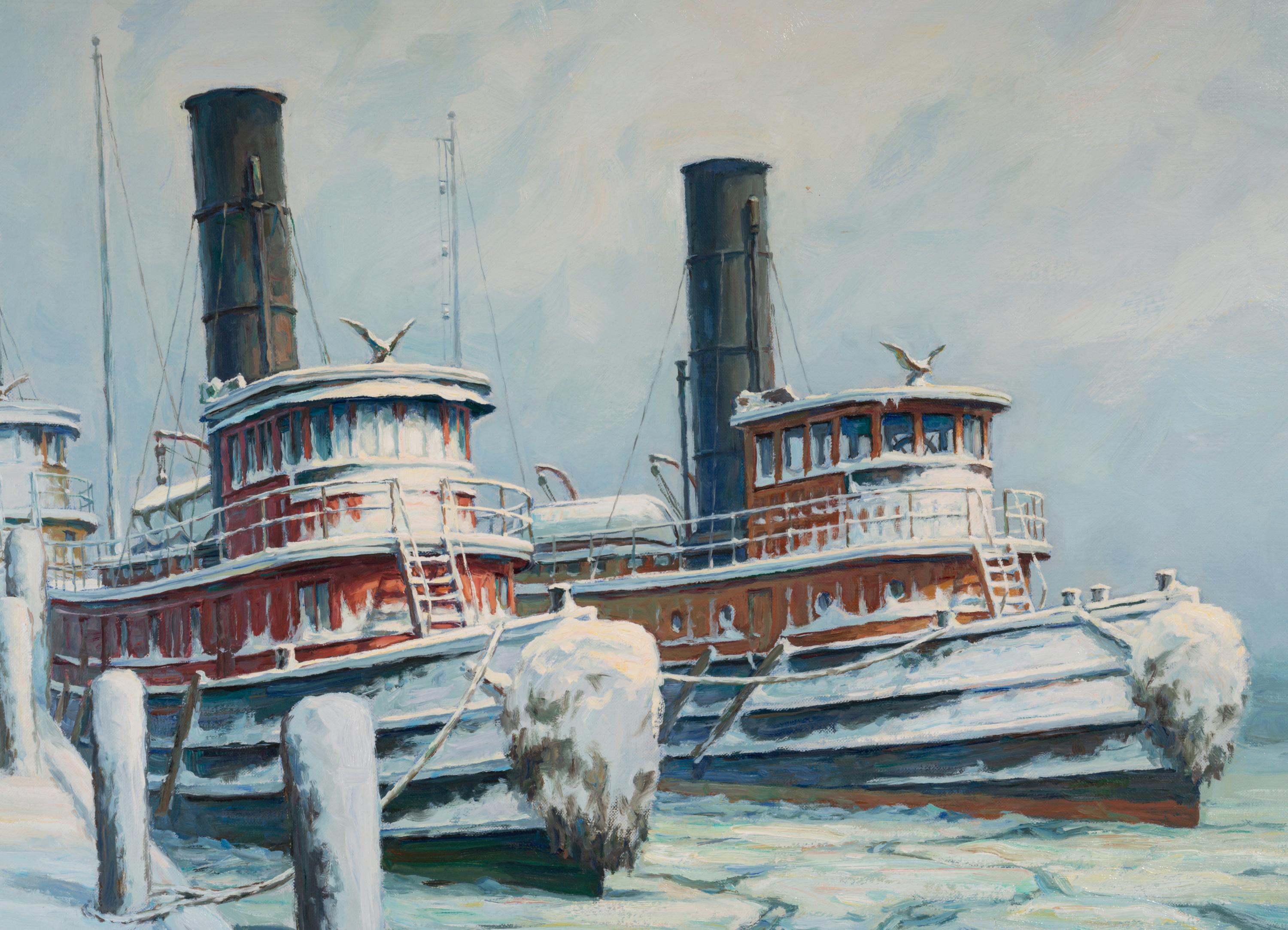 New York Harbor Steam Tugs Laid-Up in Winter at Turn of Century , 1983