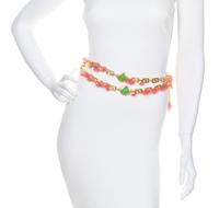 A Gianni Versace Pink Floral and Greco Link Belt, 60" x 1".