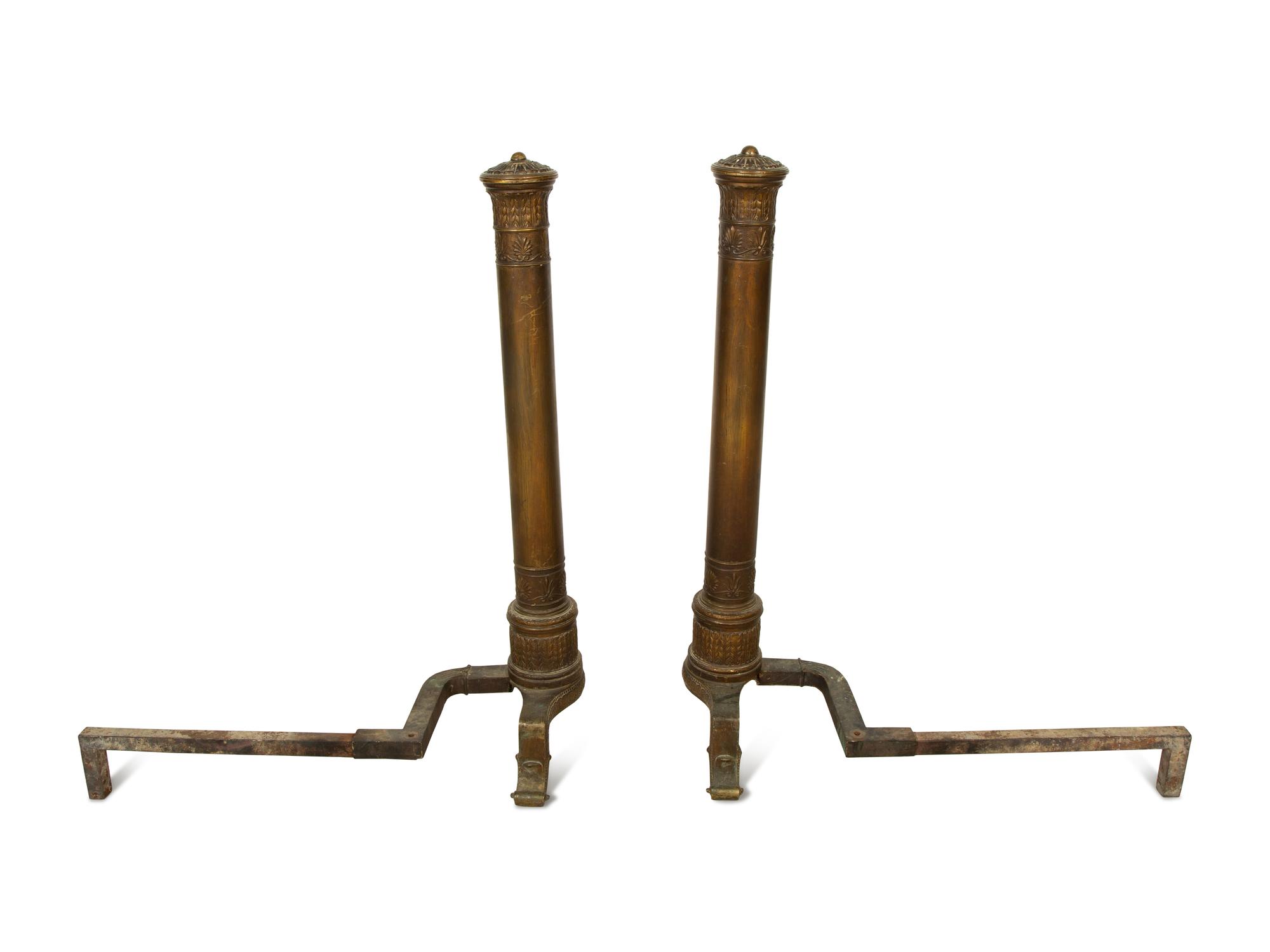 A Pair of Continental Bronze Andirons