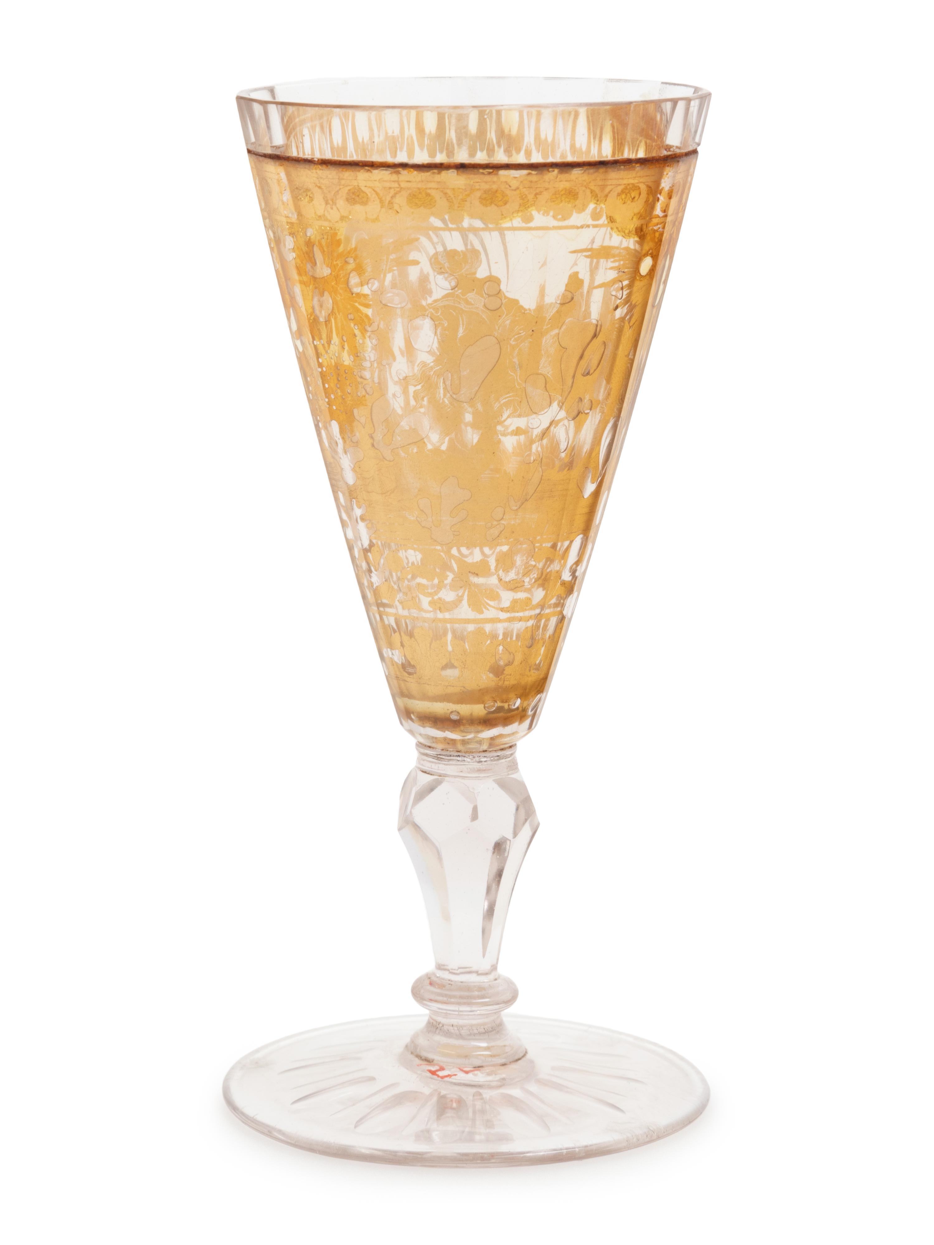 A German Parcel Gilt and Cut-Glass Goblet