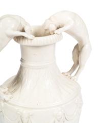 An English Creamware Vase With Dog Handles