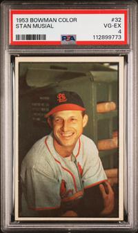 A 1953 Bowman Color Stan Musial Baseball Card No. 32 (PSA 4 VG-EX)