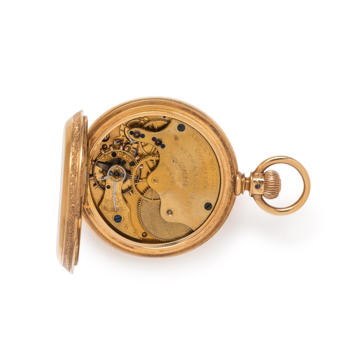 AMERICAN WATCH CO., 18K YELLOW GOLD HUNTER CASE POCKET WATCH