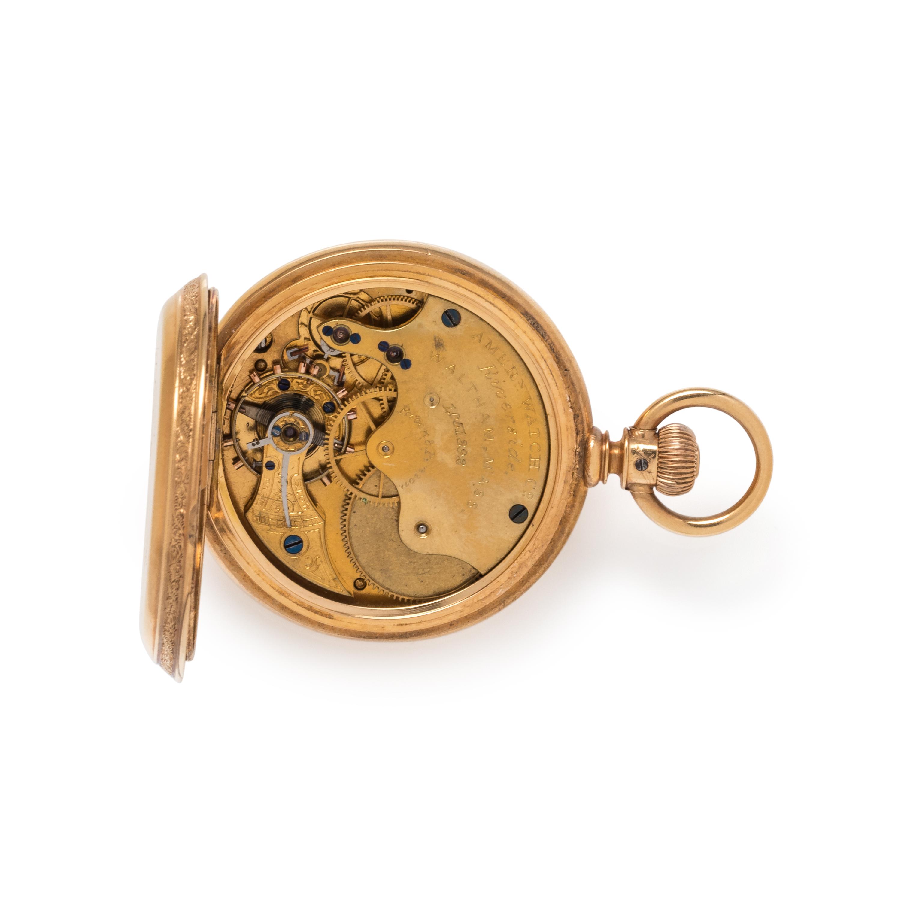 AMERICAN WATCH CO., 18K YELLOW GOLD HUNTER CASE POCKET WATCH