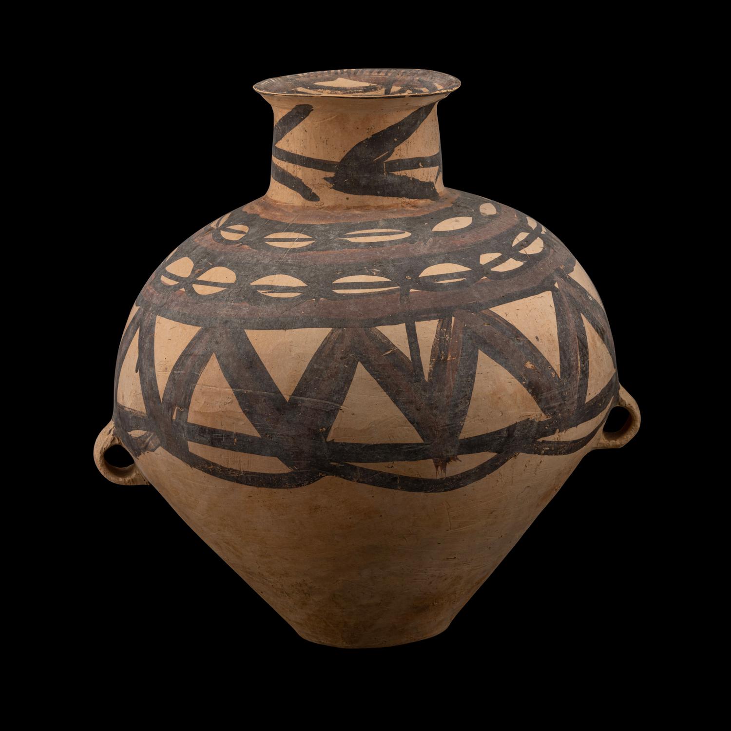 A Chinese Painted Pottery Handled Jar