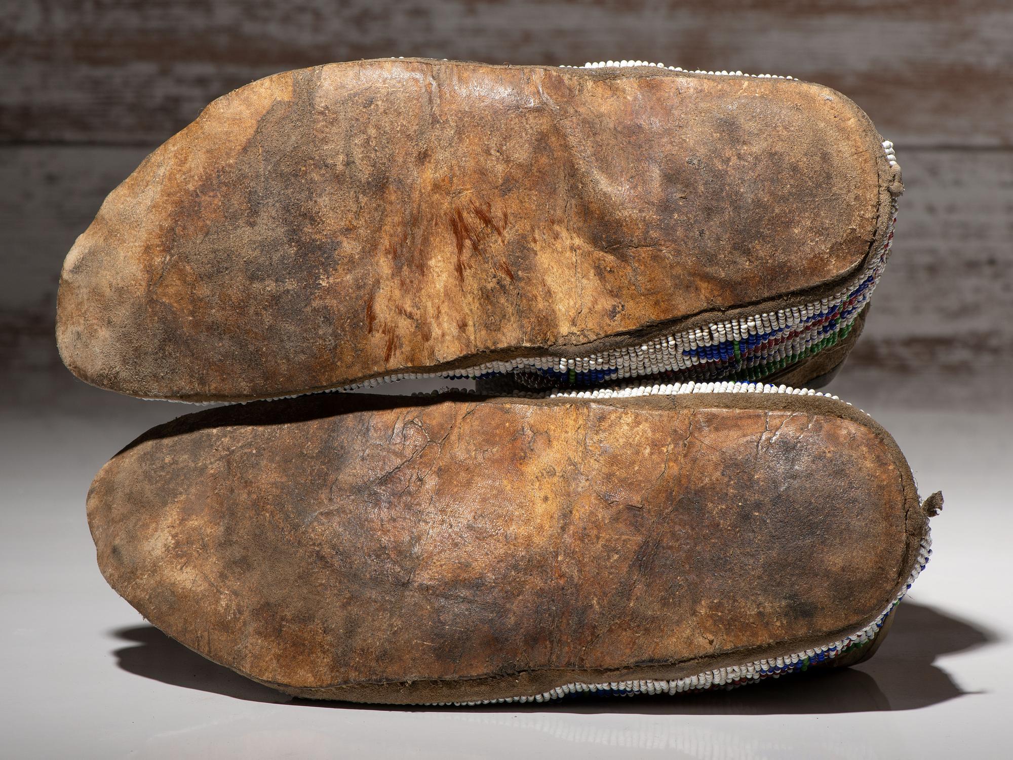 Sioux Beaded Buffalo Hide Moccasins