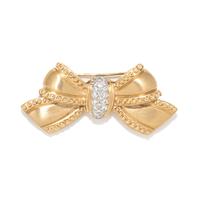 SATIN FINISH YELLOW GOLD & DIAMOND BOW BROOCH