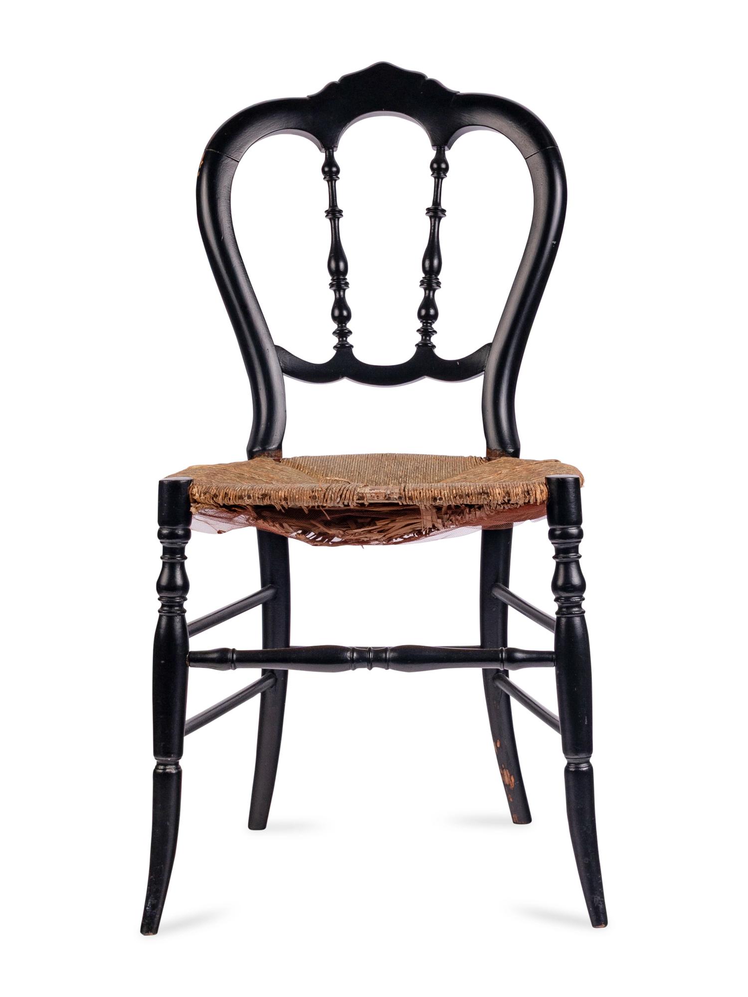 [LINCOLN ASSASSINATION]. An ebonized wooden chair purportedly used at Ford's Theatre during the performance of Our American Cousin , 14 April 1865.