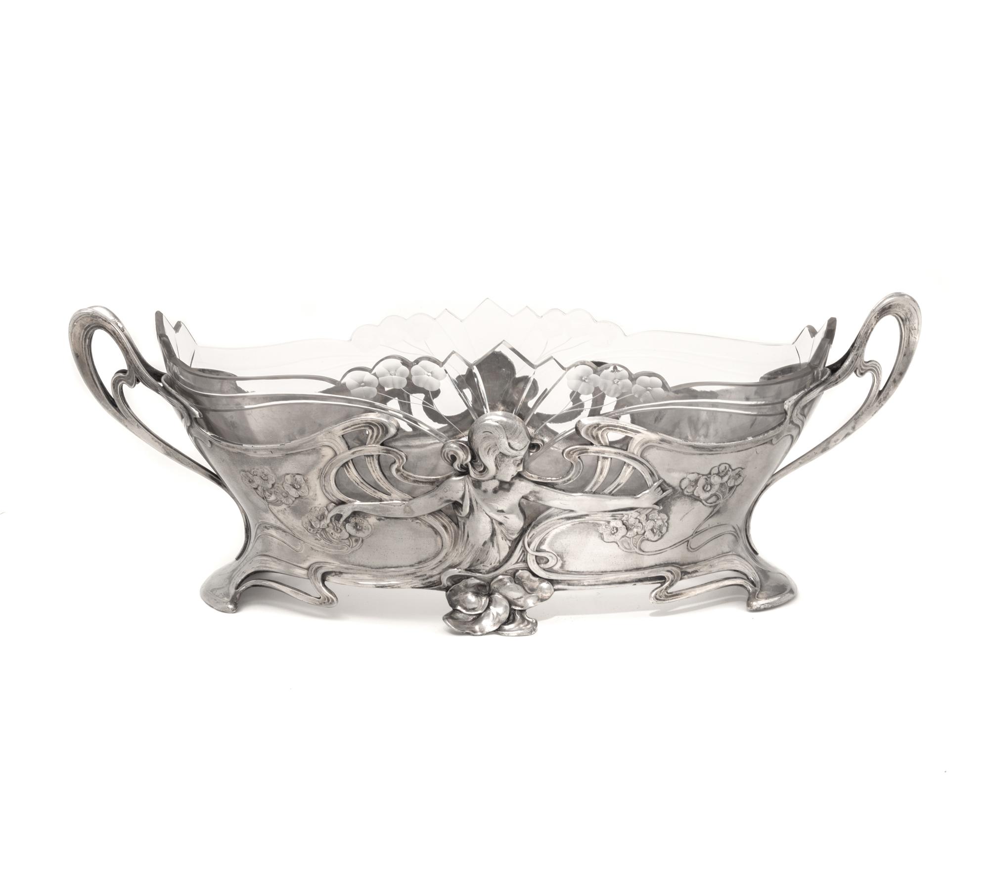 An Art Nouveau Silvered Metal Centerpiece