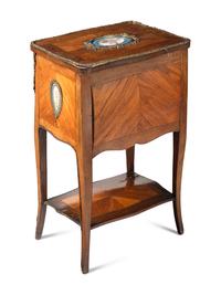A Louis XV Style Chiffonier with Porcelain Inset Plaques