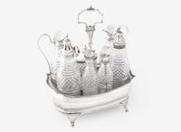 A George III sterling silver-mounted glass cruet set, Charles Chesterman II, London, 1812