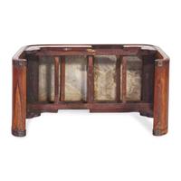 A Chinese Marble Inset Ironwood Game Table, 19th/Early 20th Century 清晚期 鐵力木嵌大理石書卷式條案