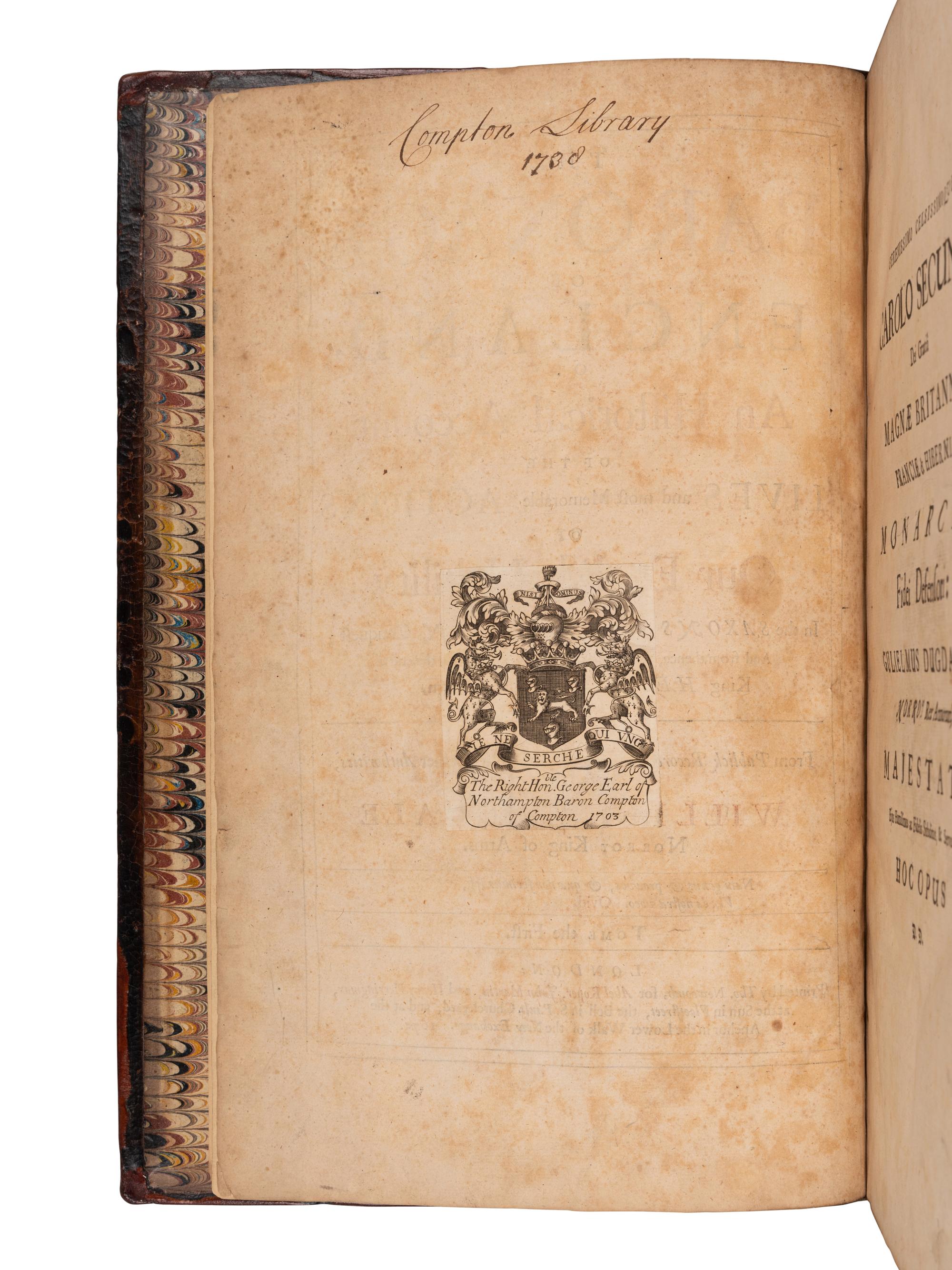 DUGDALE, William, Sir, (1605-1686). The Baronage of England. London: Printed by Thomas Newcomb for Abel Roper, John Martin, and Henry Herringman, 1675-1676.