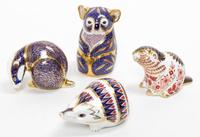 A Collection of Royal Crown Derby Porcelain Figural Paperweights Height of tallest 4 1/2 inches. — LATE 20TH CENTURY