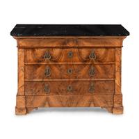 A Louis Philippe Walnut and Marble-Top Commode