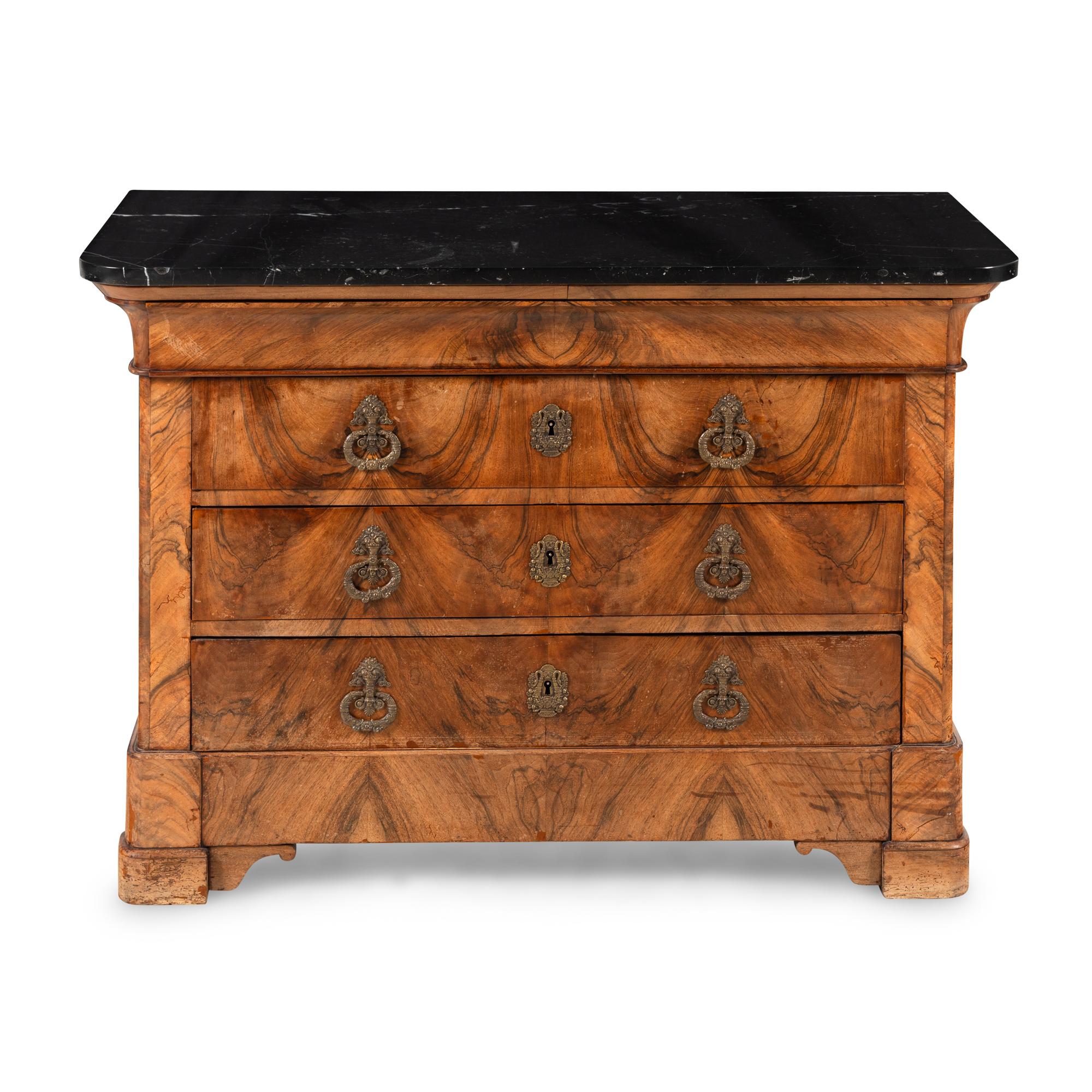 A Louis Philippe Walnut and Marble-Top Commode