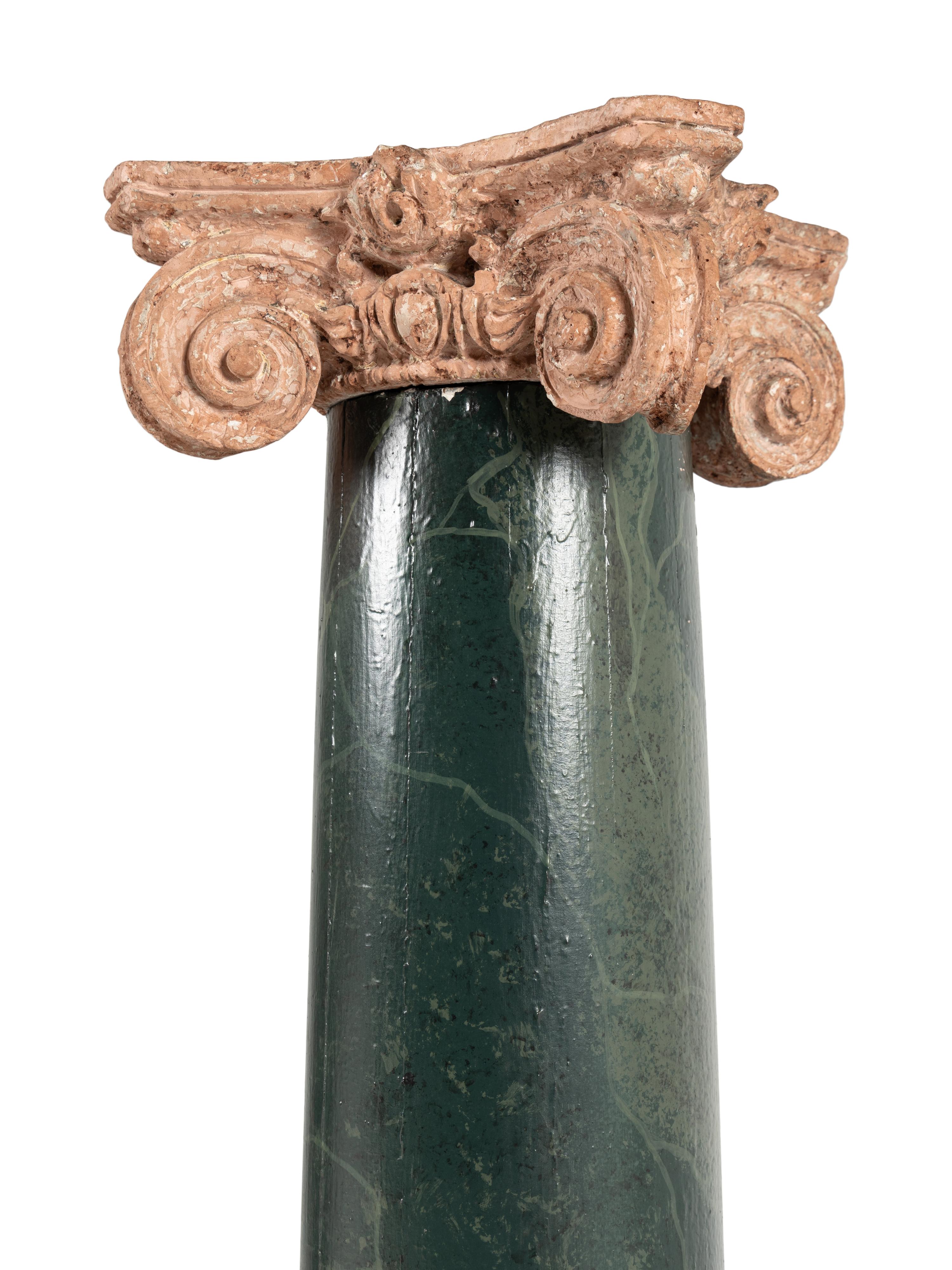A Pair of Faux Painted Marble Pedestals