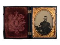 [CIVIL WAR]. Quarter plate tintype and ambrotype of Union sergeants.