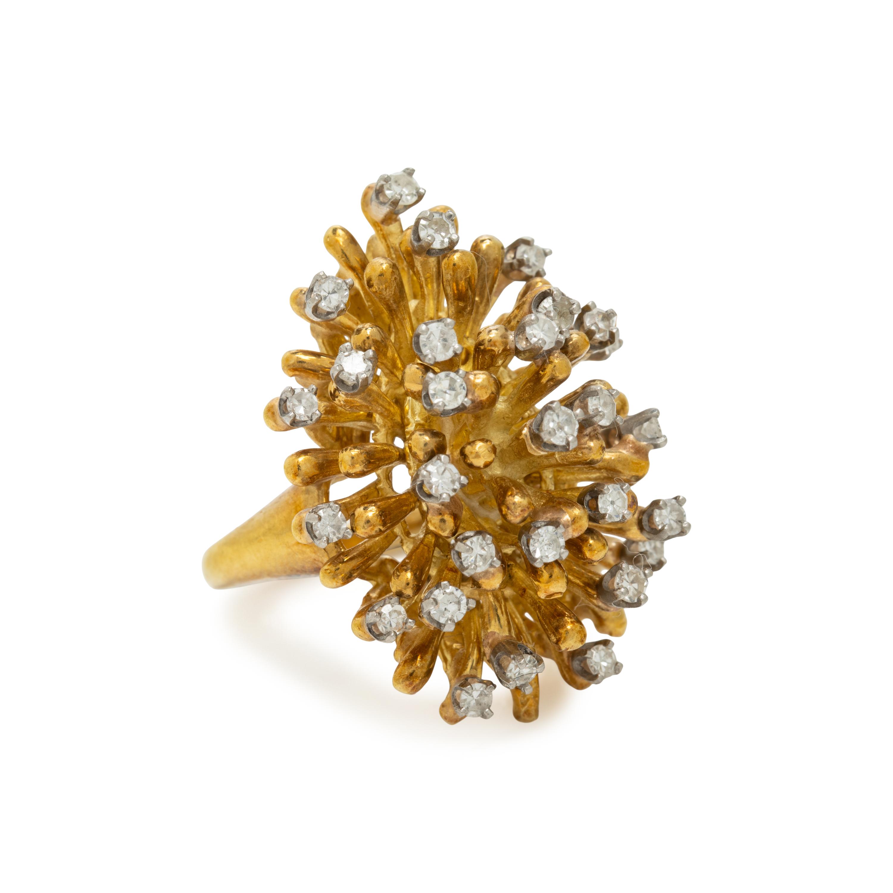 Diamond and Yellow Gold Cluster Ring