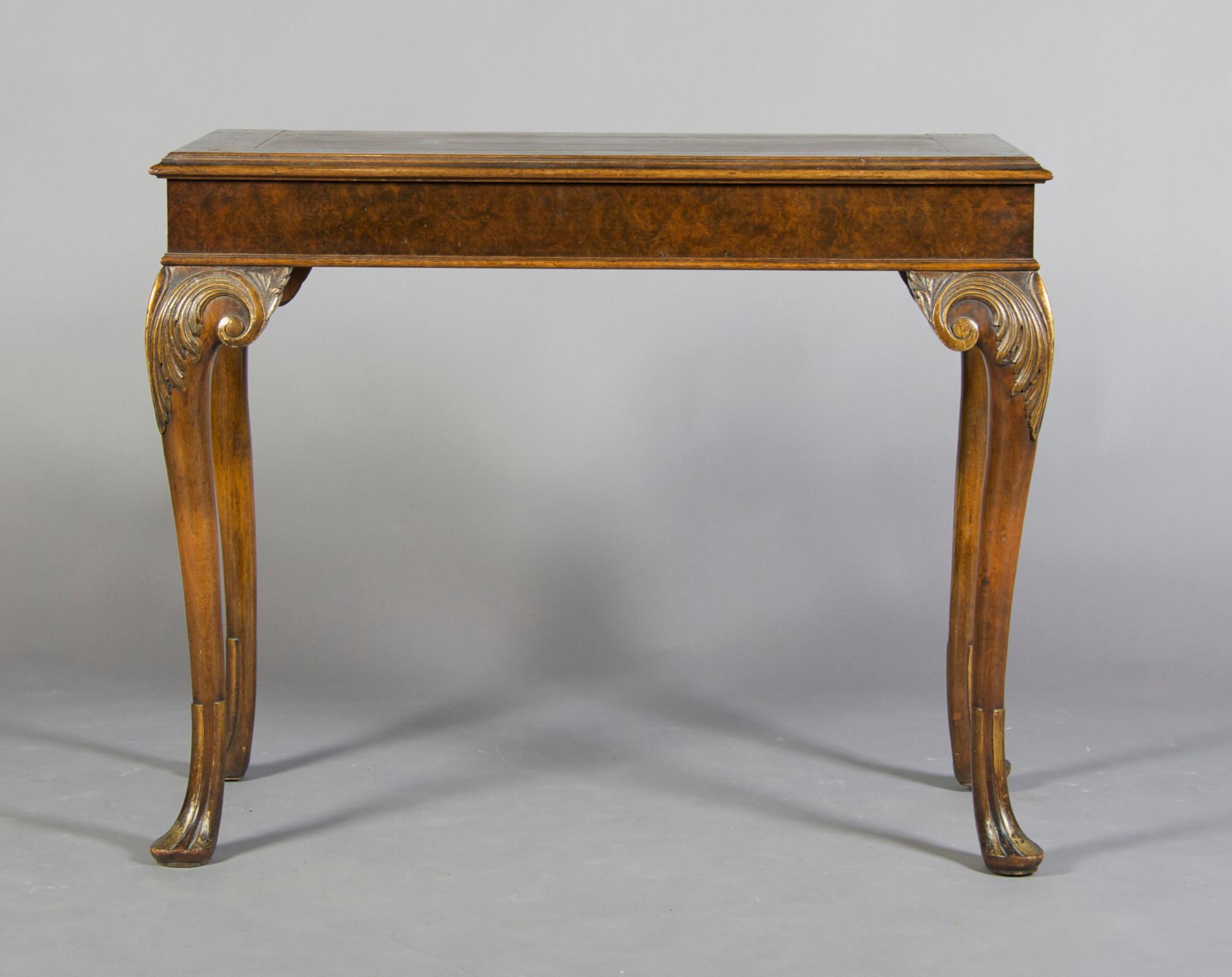 A George II Style Mahogany Console Table, Height 32 x width 38 1/2 x depth 18 3/4 inches.