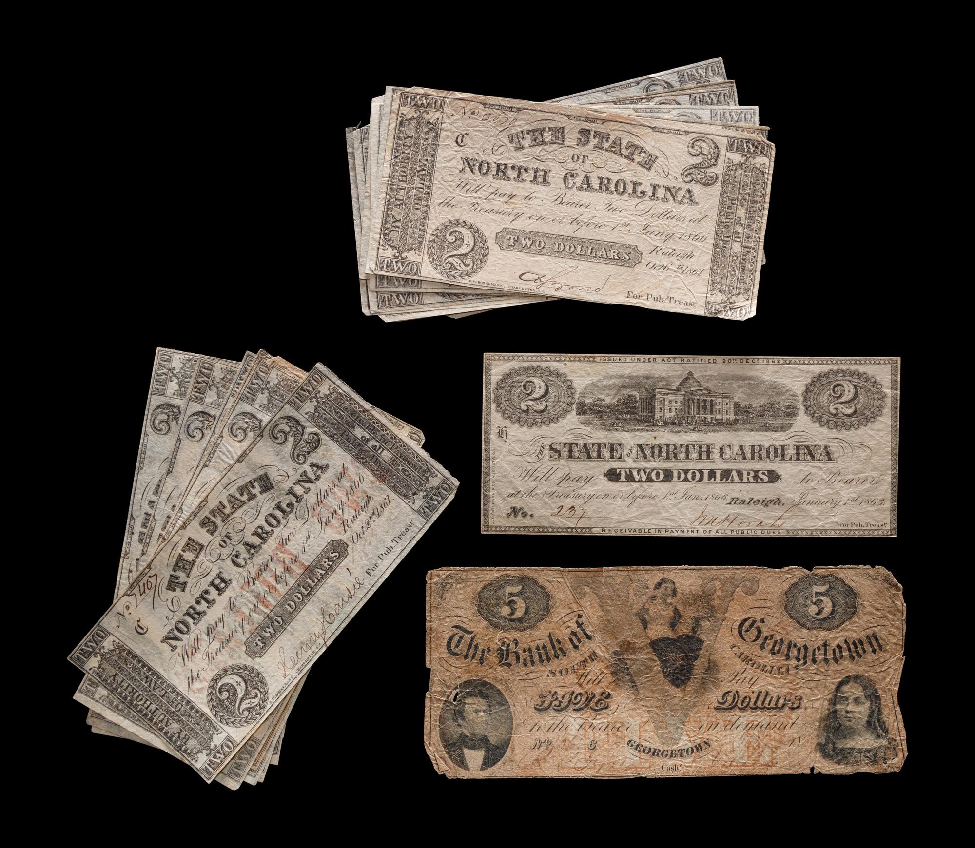[CONFEDERATE STATES OF AMERICA-NORTH CAROLINA] A Group of Eighteen $2 Notes