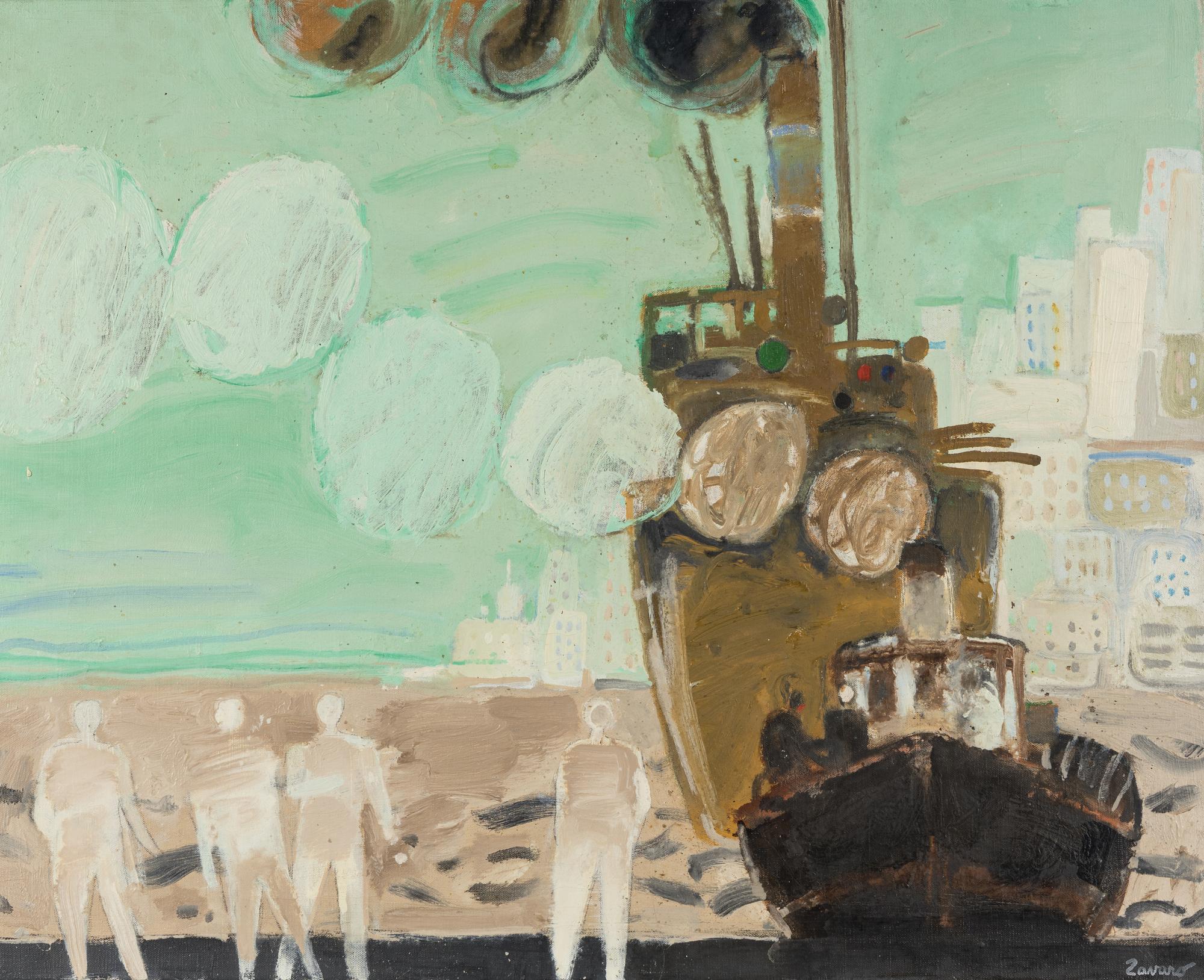 A group of three paintings ( Le pique-nique , Le paon , and Devant le port )
