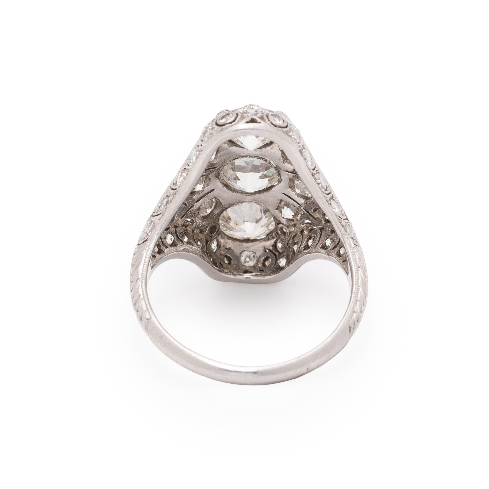 ANTIQUE, DIAMOND AND PLATINUM NAVETTE RING