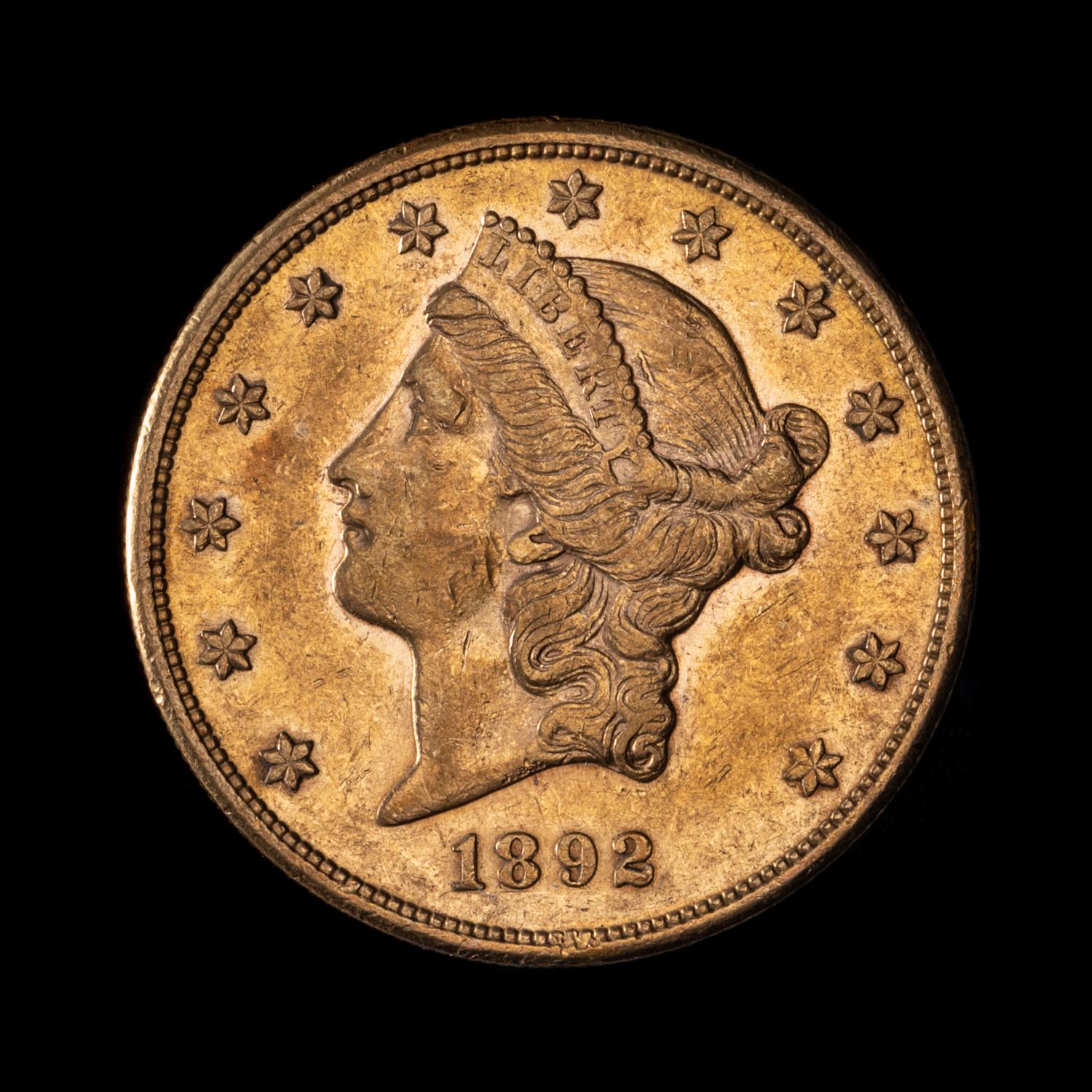 A United States 1892-S Liberty Head $20 Gold Coin