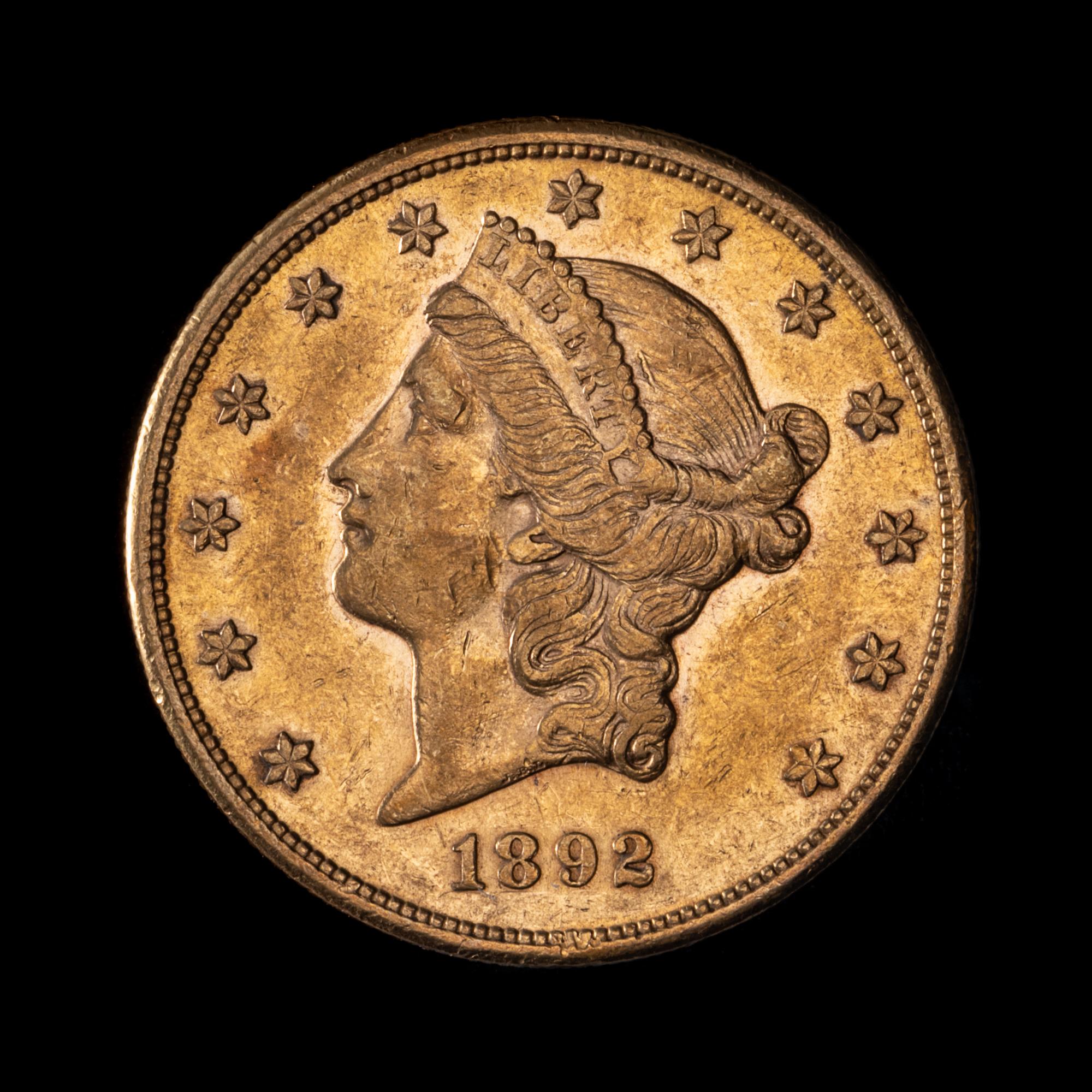 A United States 1892-S Liberty Head $20 Gold Coin