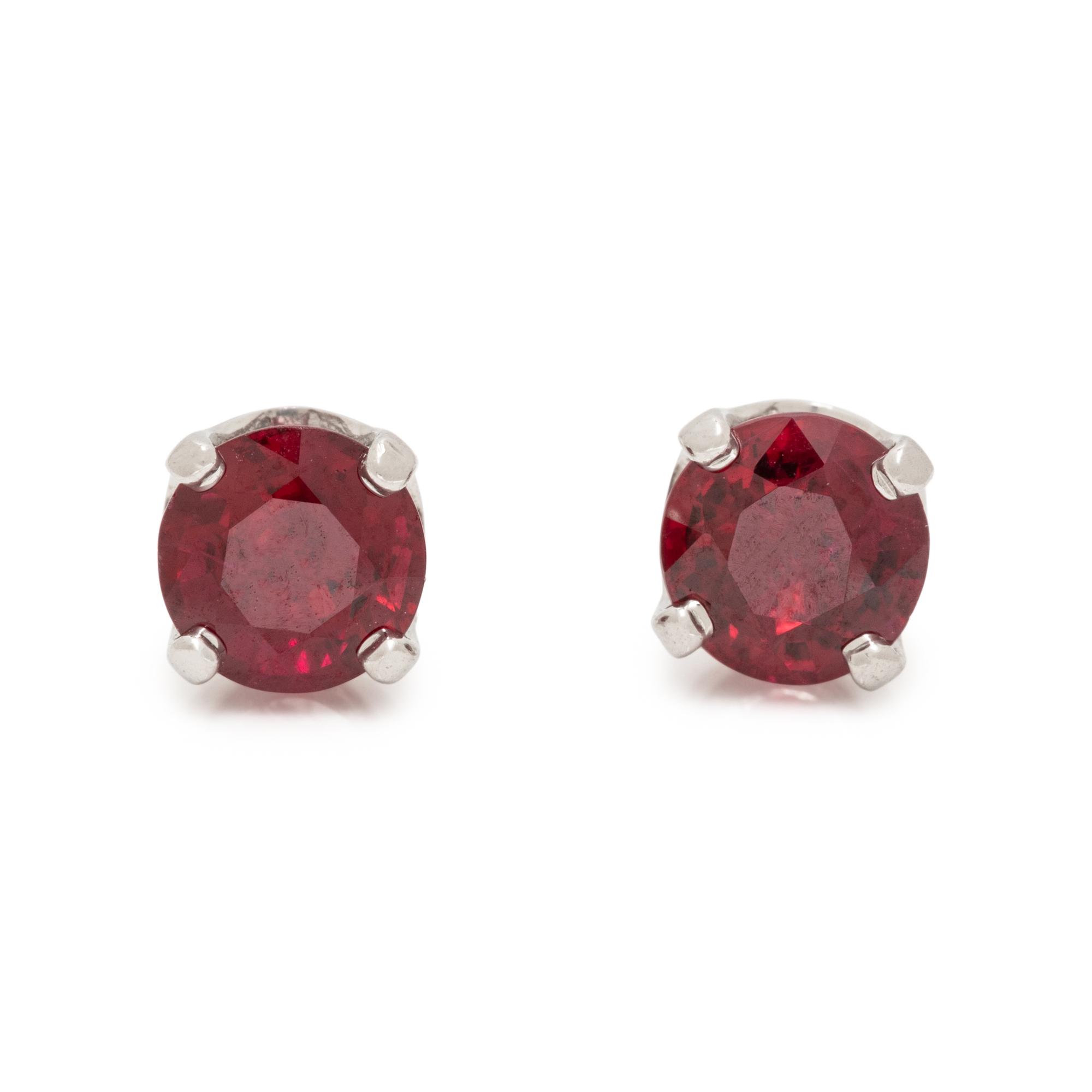 PLATINUM AND RUBY STUD EARRINGS