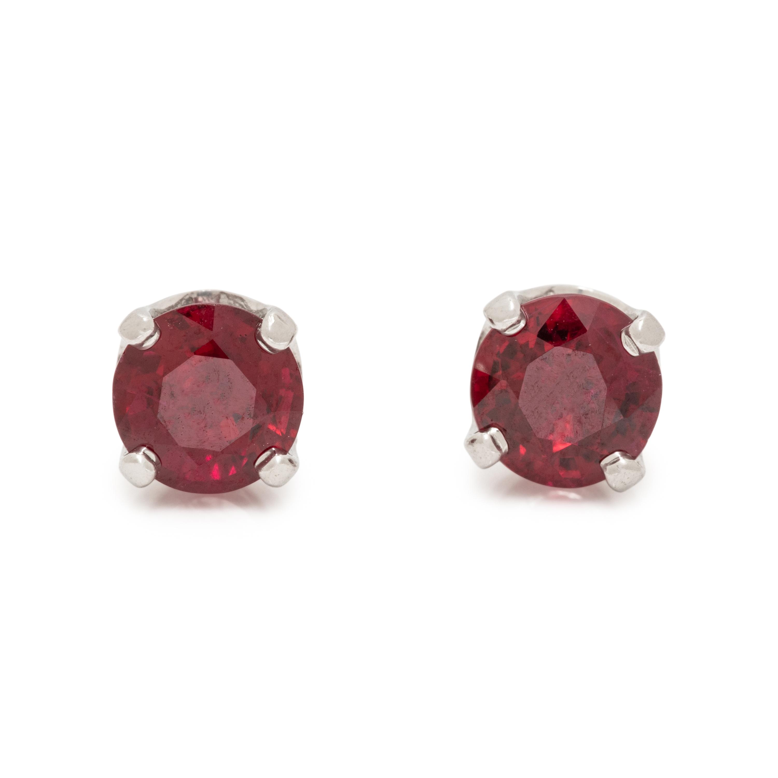 PLATINUM AND RUBY STUD EARRINGS