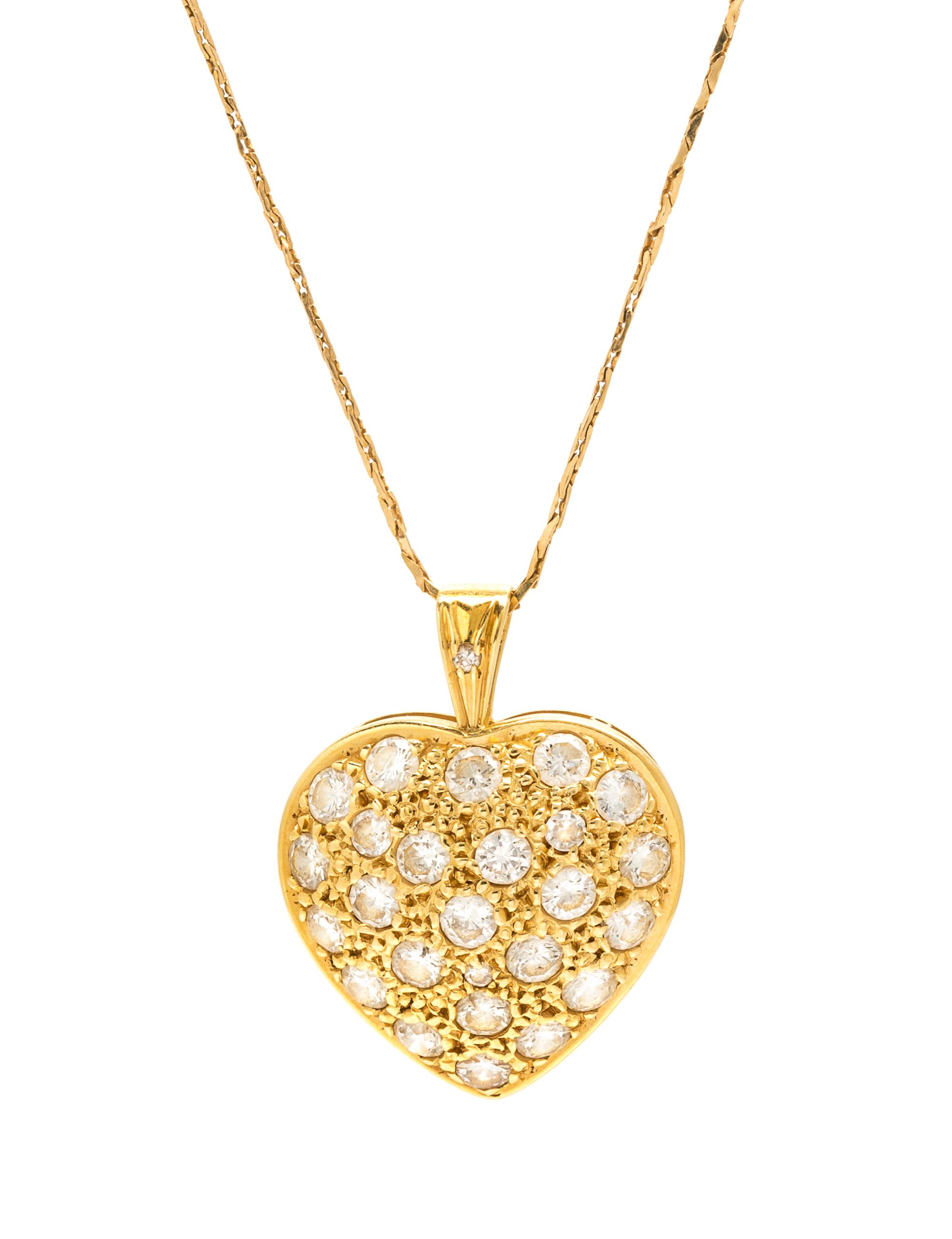 A Yellow Gold and Diamond Heart Pendant, 3.40 dwts.