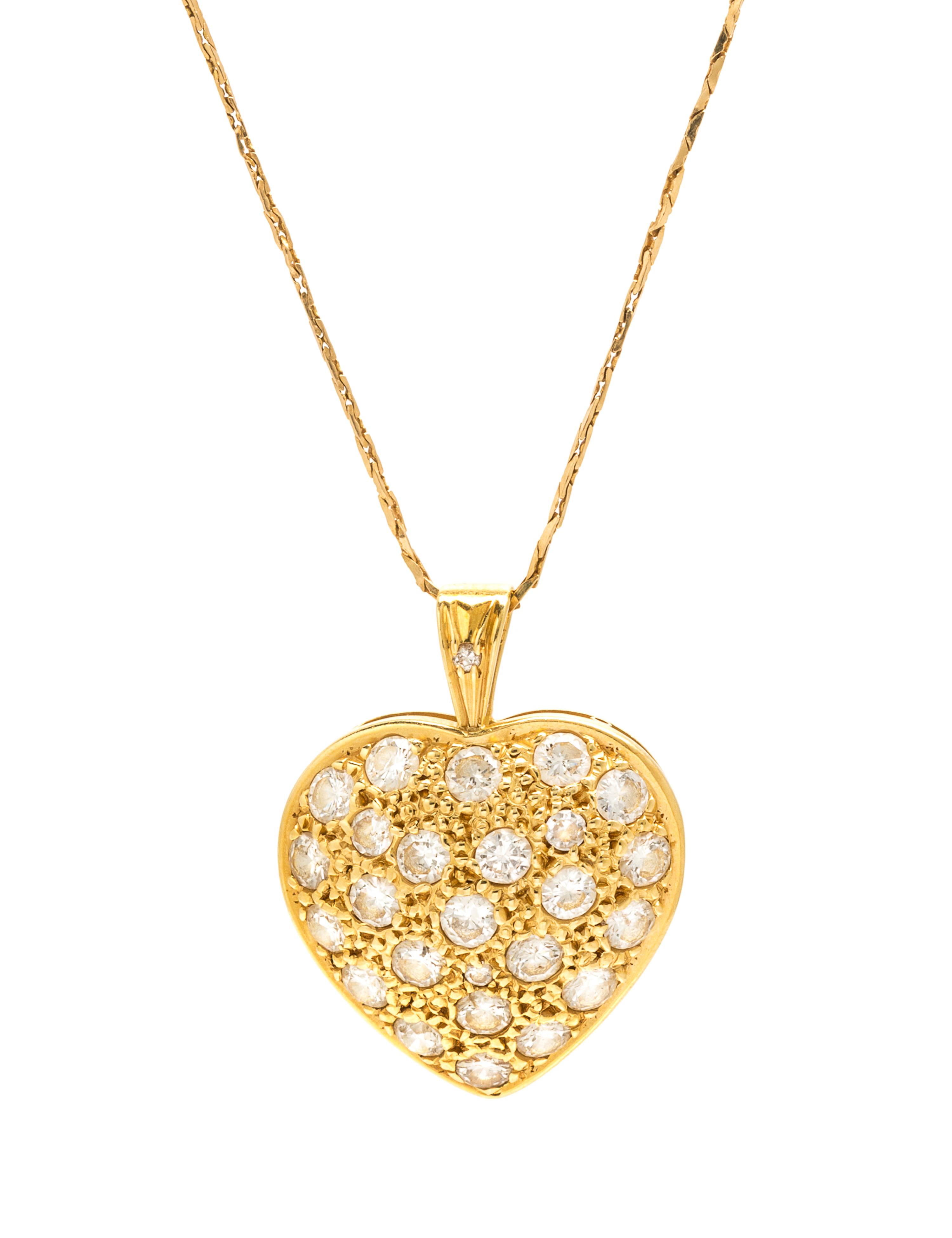 A Yellow Gold and Diamond Heart Pendant, 3.40 dwts.