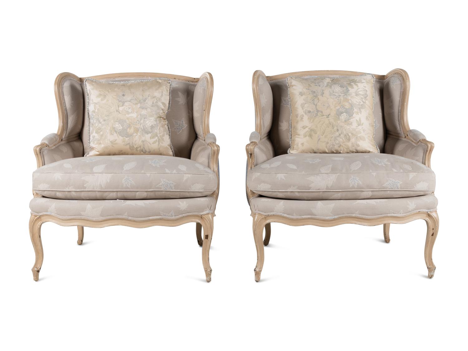 A Pair of Louis XV Painted Bergères
