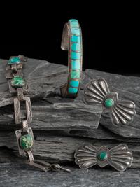 Navajo and Zuni Silver and Turquoise Cuff Bracelets